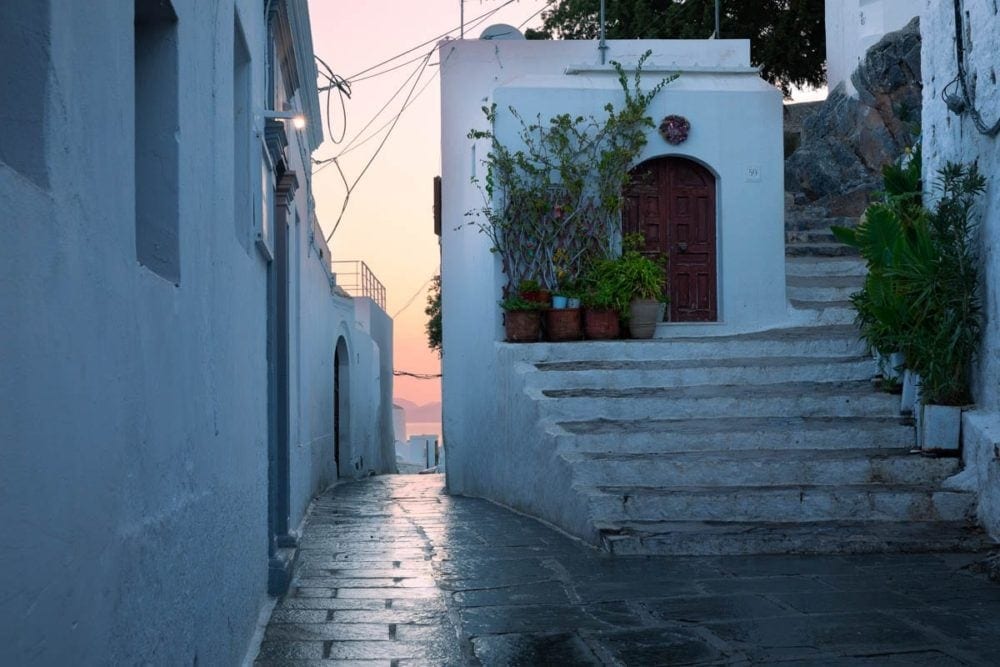 Dawn-lyndos-village-street-greece-travel-photography-portfolio